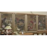 Collection of four Chinese silk paintings, late-19th or early-20th century,