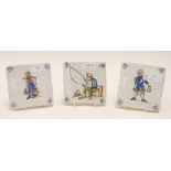 Three Dutch figural tiles