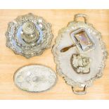 A quantity of silver plated ware to include trays, servers etc,
