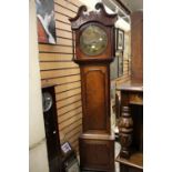 A George III and later eight day oak and mahogany cross-banded longcase clock,