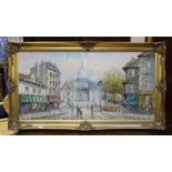 Caroline Burnett Parisian Scene oil on canvas in a decorative frame