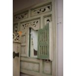 ****Ex Luddington Manor****Painted and pierced wood window frame design wall mirror,