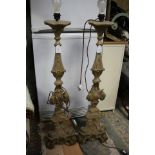****Ex Luddington Manor****A pair of Baroque style gilded cast plaster prickett candle stands,