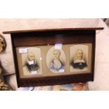 ****Ex Luddington Manor****Oak framed triptych, containing three watercolour drawings,