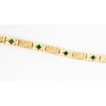 A 14ct gold emerald and diamond bracelet,