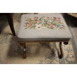 ****Ex Luddington Manor****A 19th Century walnut framed stool with later needlework top