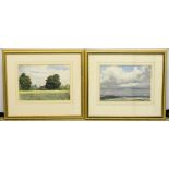 British School, 20th Century, landscapes, two watercolours, 25cm by 35cm,