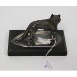 Sporting/Hunting interest: A George VI white metal model of a Fox mounted on a shaped oval base