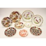 Two Royal Crown Derby 1128 pattern salad plates, together with three 'Olde Avesbury' plates,