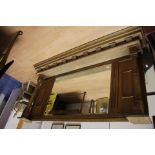 A late 20th Century solid oak over mantle mirror, hand crafted,