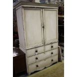 ****Ex Luddington Manor****A 19th Century painted and distressed pine two door linen press,