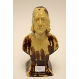 A Whieldon type bust of John Wesley, tortoiseshell glaze,