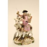 An early Derby figure of man riding a goat,