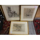 Charles Watson, three signed etchings,