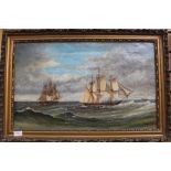 A 19th Century oil on canvas of a shipping scene in gilt frame,