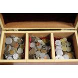 A tin of United Kingdom and World coins, includes Crown 1889,