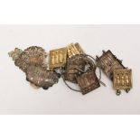 A collection of silver and white and gilt metal including French buckle section,