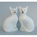 A pair of Scottish Pottery Large Seated Cats Date circa 1890 Size - 35 cm high approx