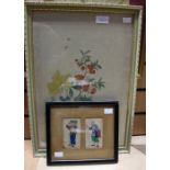 An oriental floral painting on silk,