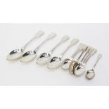 Four Victorian table spoons, six desert spoons, all hallmarked London 1845, Henry Holland,