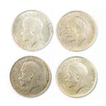 1920, 1921, 1922 and 1923 George V Half Crowns,