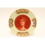 Pierced Vienna cabinet plate with a ladies portrait to centre,