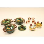 ****Ex Luddington Manor****A collection of ceramics comprising three terracotta two handled bowls,