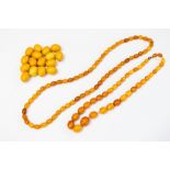Two butterscotch coloured amber type bead necklaces, with a combined gross weight of approx 92.