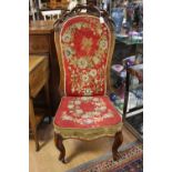 ****Ex Luddington Manor****A Victorian walnut Prie Dieu chair, with a needlework back and seat,