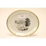 An oval transfer printed teapot stand, Bush Hill Park, edged in gilt,