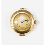 A 15ct gold watch (no strap) with Roman numeral face, circa 1930's, diameter of case 24mm,