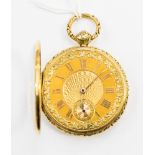 A late 19th Century 18ct gold key wind open faced pocket watch, 4.