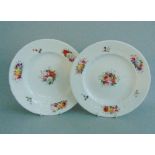 A pair of Coalport Plates with Moulded Borders and decorated with Floral sprays Date circa