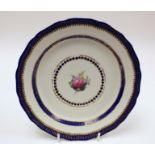 A Derby porcelain plate, circa 1790, pattern 18, central rose,