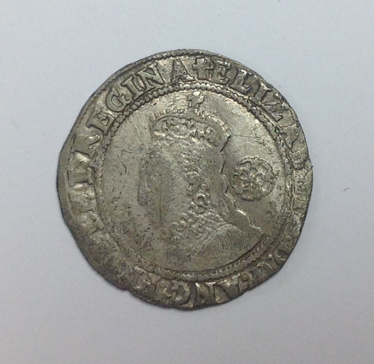 Silver Sixpence Elizabeth I 1580 second issue Long Cross initial,