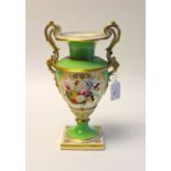 A Derby Bloor twin handled pedestal vase, circa 1825,