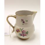 A Derby porcelain jug, circa 1775-82, bulbous form with reeded neck,