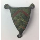 A bronze Medieval heraldic pendant mount of De-Clare family;