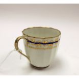 A Derby porcelain 375 pattern coffee cup, circa 1790, vertical fluting, blue and gilt bands,