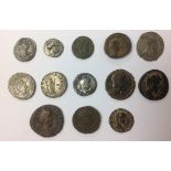 A collection of 13 Roman coins