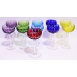 A set of Harlequin wine glasses,