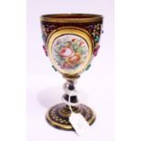 A19th century Bohemian cased glass goblet,
