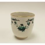 A Chelsea Derby beaker, circa 1769-75, green rose garland design,