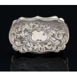 A Victorian silver vinaigrette, shaped ovoid form, ogee border,