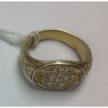 A 17th Century silver gilt ring Charles 1st mourning ring,