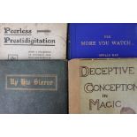 A collection of books on close up magic and conjuring,