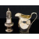 A George II silver pepper pot, ogee baluster form with pierced lid, London 1759, (at fault), 10.