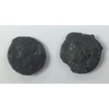 Two Massalian Celtic Iron Age Potins, bust of a goddess to the obverse,
