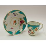 A Derby Chelsea porcelain coffee cup and saucer, circa 1770, relief pineapple moulding,