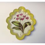 A Derby porcelain 216 pattern dessert dish, circa 1790, lobed navette form, yellow ground,